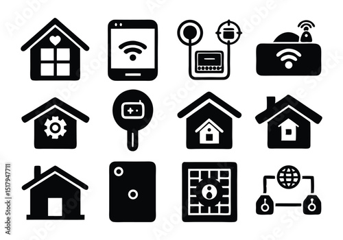 Smart Home Technology Icons Wireless Home Automation System