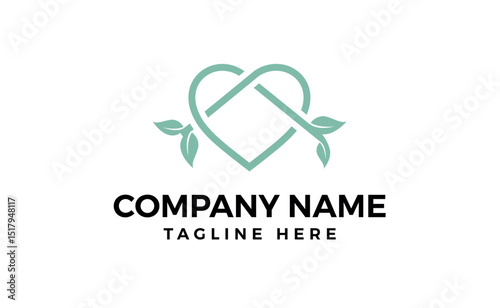 Heart icon Core Essence Soul flat logo with lief sign symbol editable vector.