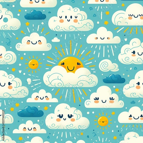 Happy Clouds yellow sunbeams