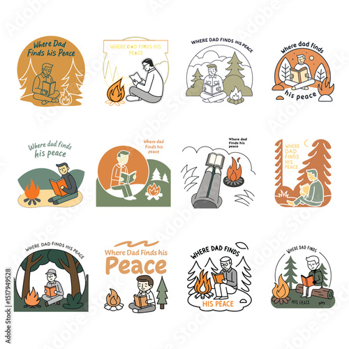 "Where Dad Finds His Peace" Reading & Campfire T-Shirt Bundle for Father's Day