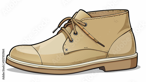 Beige suede desert boots with crepe soles presented in close-up on a neutral white base, emphasizing simple lacing, ankle height, relaxed texture, and a classic minimalist desert-inspired look.