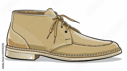 Beige suede desert boots with crepe soles presented in close-up on a neutral white base, emphasizing simple lacing, ankle height, relaxed texture, and a classic minimalist desert-inspired look.