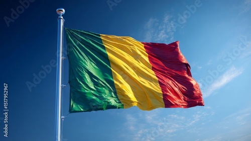 Flag of Mali proudly displayed against a clear sky on Independence Day celebration photo