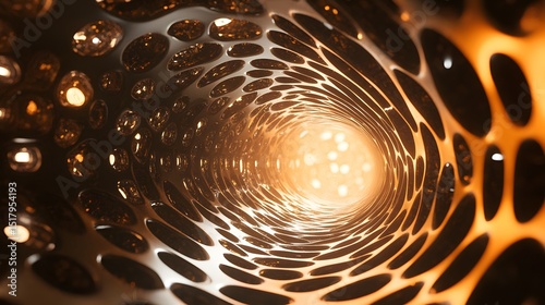 Fototapeta Naklejka Na Ścianę i Meble -  Abstract tunnel with intricate, repeating patterns.