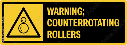 warning safety signs v3 uppercase text_warning ; counterrotating rollers_landscape size 1/2 a4,a3,a2,a1	 