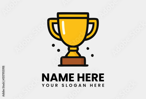 Aesthetic illustration of a golden trophy cup with small sparkling elements, symbolizing victory or achievement. Success concept
