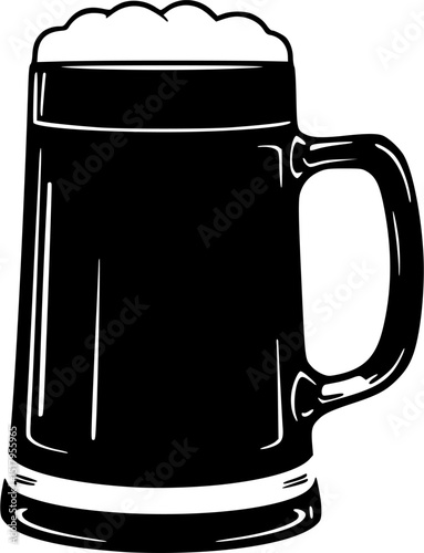 beer mug black silhouette vector, Simple silhouette Design vector icon with white background
