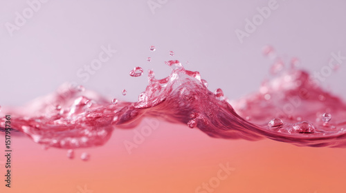 Pink liquid waves ripple like a surreal cherry breeze, evoking National Watermelon Day and whimsical hydrodynamics celebration