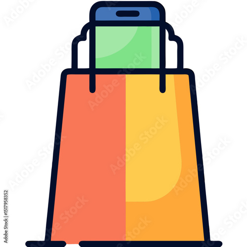 Mobile Shopping Bag Icon: Online Retail, E-commerce, and Digital Purchases
