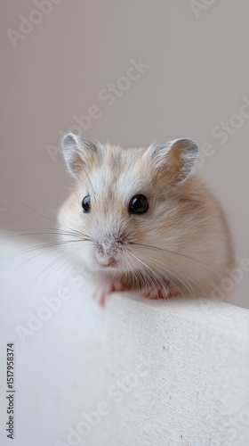 Adorable hamster peeks curiously, embodying Lunar New Year charm and niche pet photography magic, whiskers brimming with curiosity photo
