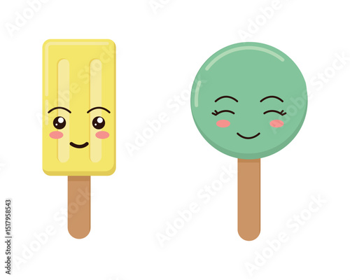 Set tasty ice cream collection