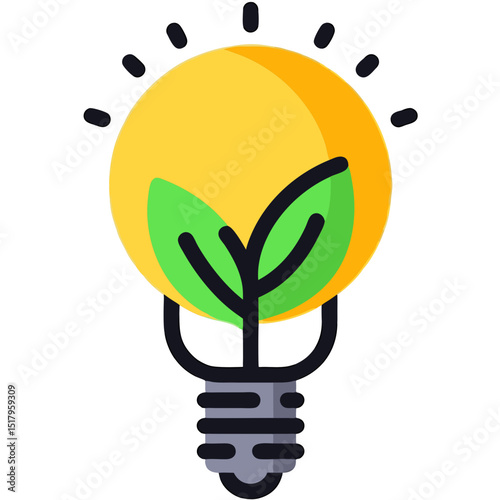 Green Energy Idea: Eco-Friendly Light Bulb with Leaves