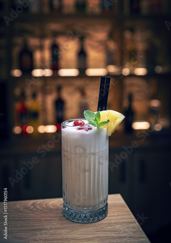 Creamy, tropical pina colada cocktail