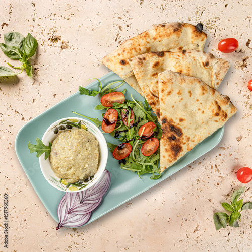 Baba ghanoush, pita bread