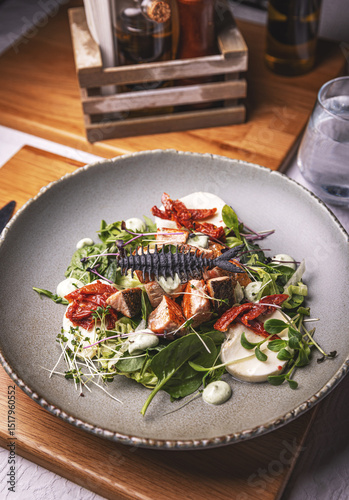 Salmon salad with mozzarella