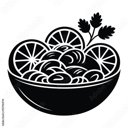 Ceviche Lime Garnish Design Silhouette, Vector, Illustration, Icon, Logo, White Background.