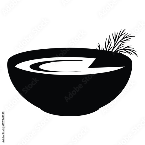 Lobster Bisque Bowl Silhouette, Vector, Illustration, Icon, Logo, White Background.