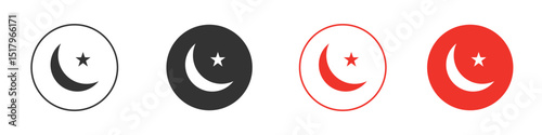 Islam star and crescent icon for logo, vector sign symbol for design