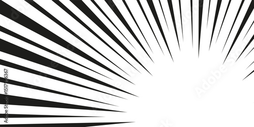 Illustration of black-and-white concentrated lines. Background frame highlighting the right edge. Background material that can be used to guide the eye.