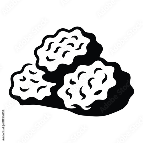 Caribbean Conch Fritters Silhouette, Vector, Illustration, Icon, Logo, White Background.