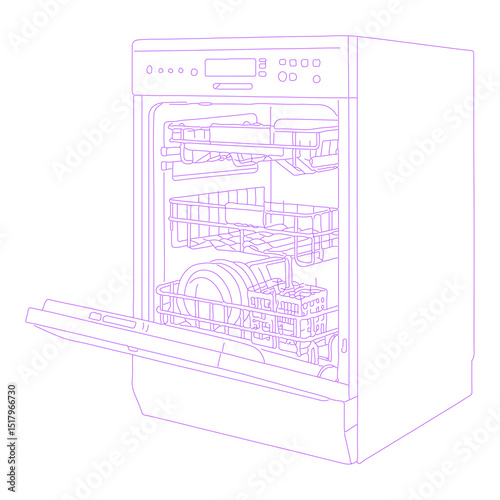 dishwasher isolated lineart illustration