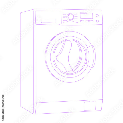 drum washing machine isolated lineart illustration