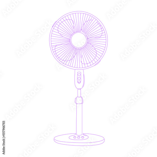 electric stand fan isolated lineart illustration