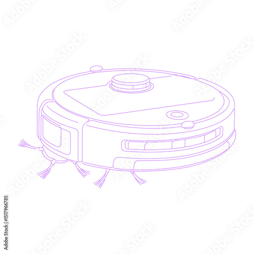 robot vacuum cleaner isolated lineart illustration