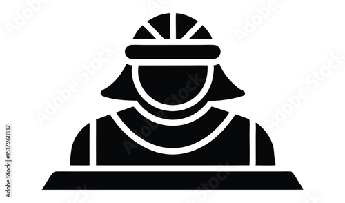 Black Silhouette Icon Depicting a Pharaoh Wearing a Nemes Headdress with Royal Jewelry