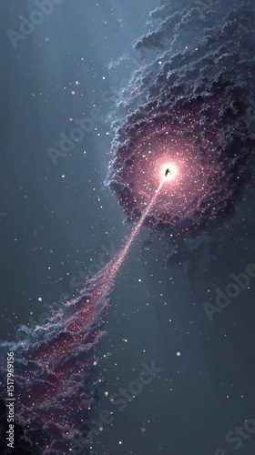 Astral Projection Aesthetic, Glowing Spirit Floating Through Galaxy in Astral Projection Aesthetic, A glowing spirit leaving the physical body and floating through the galaxy