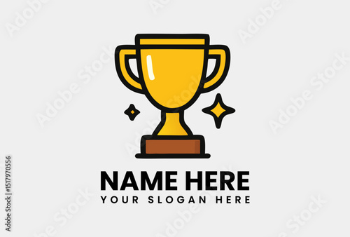 Shining golden trophy cup with sparkling accents, signifying a magnificent victory or grand award. Success concept