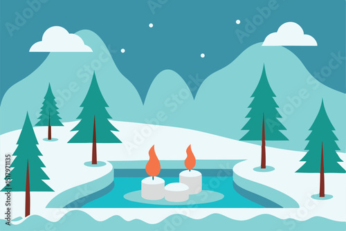 winter landscape with christmas trees