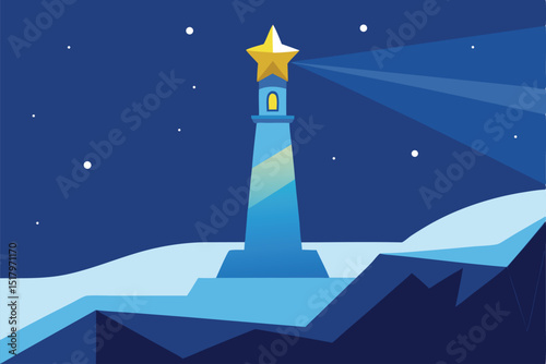 lighthouse on the moon background