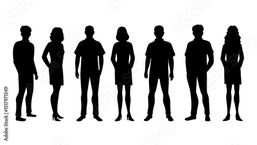 set of a group of standing business people