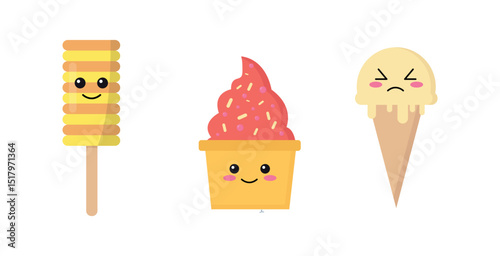 Set tasty ice cream collection