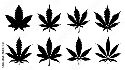 set of marijuana silhouette