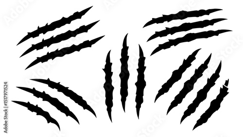 set of black claws scratches animals silhouette