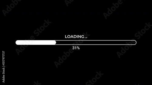 Loading Progress Animation on Black Background. 4K Video