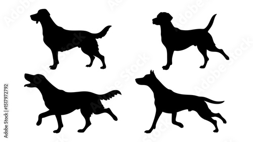 set of dog different pose silhouette vector