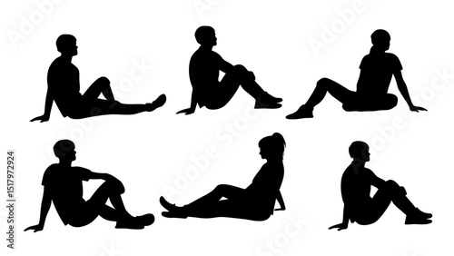 set of a group of business people sitting in various poses