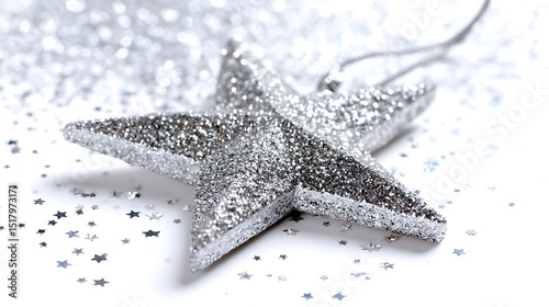 Sparkling Silver Star Ornament Enhancing a Festive and Celebratory Atmosphere 