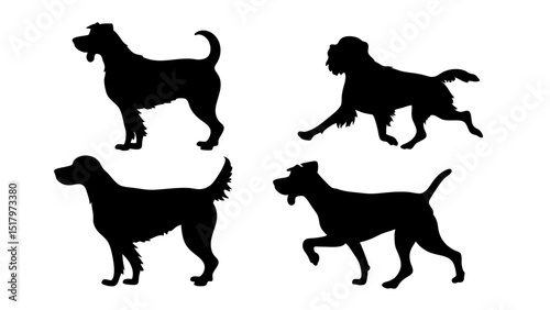 set of dog different pose silhouette vector