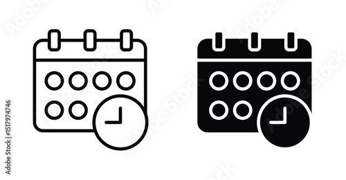Calendar icon for design. Simple flat style personal organizer with time icon