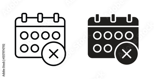 Calendar icon for design. Simple flat style personal organizer with cross icon