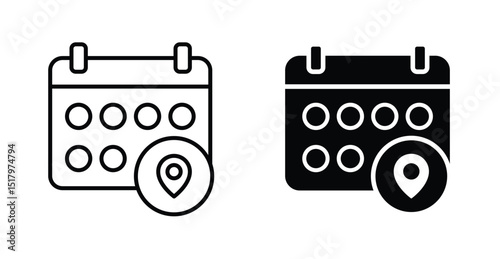 Calendar icon for design. Simple flat style personal organizer with address location icon