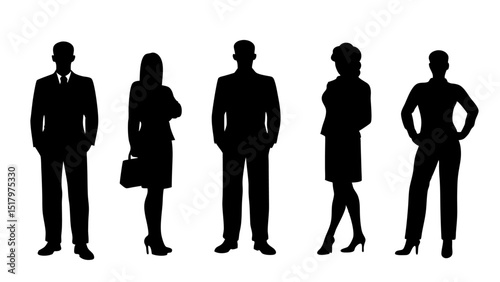 set of a group of standing business people