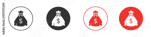 Money bag icon for logo, vector sign symbol for design