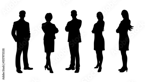 set of a group of standing business people