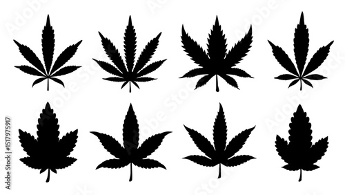 set of marijuana silhouette