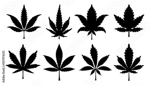 set of marijuana silhouette